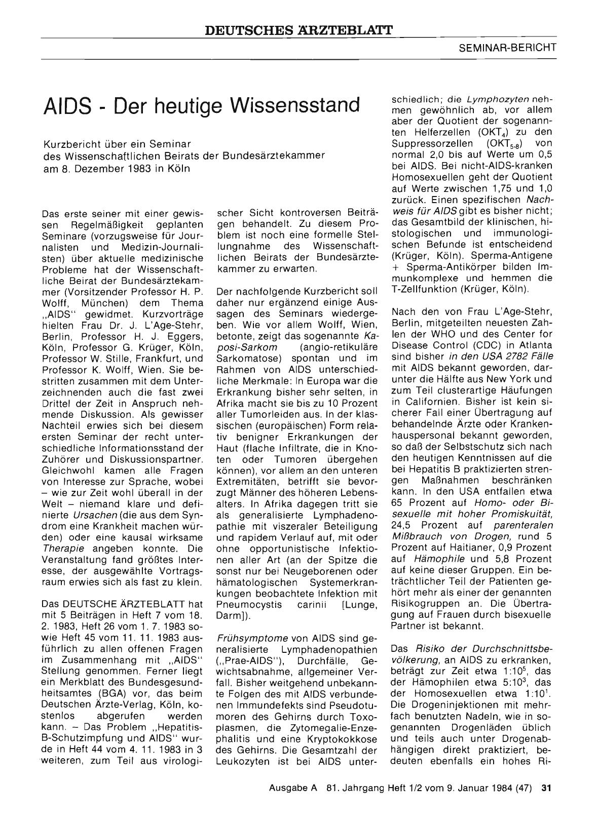 Vorschauseite 1: AIDS - Der heutige Wissensstand