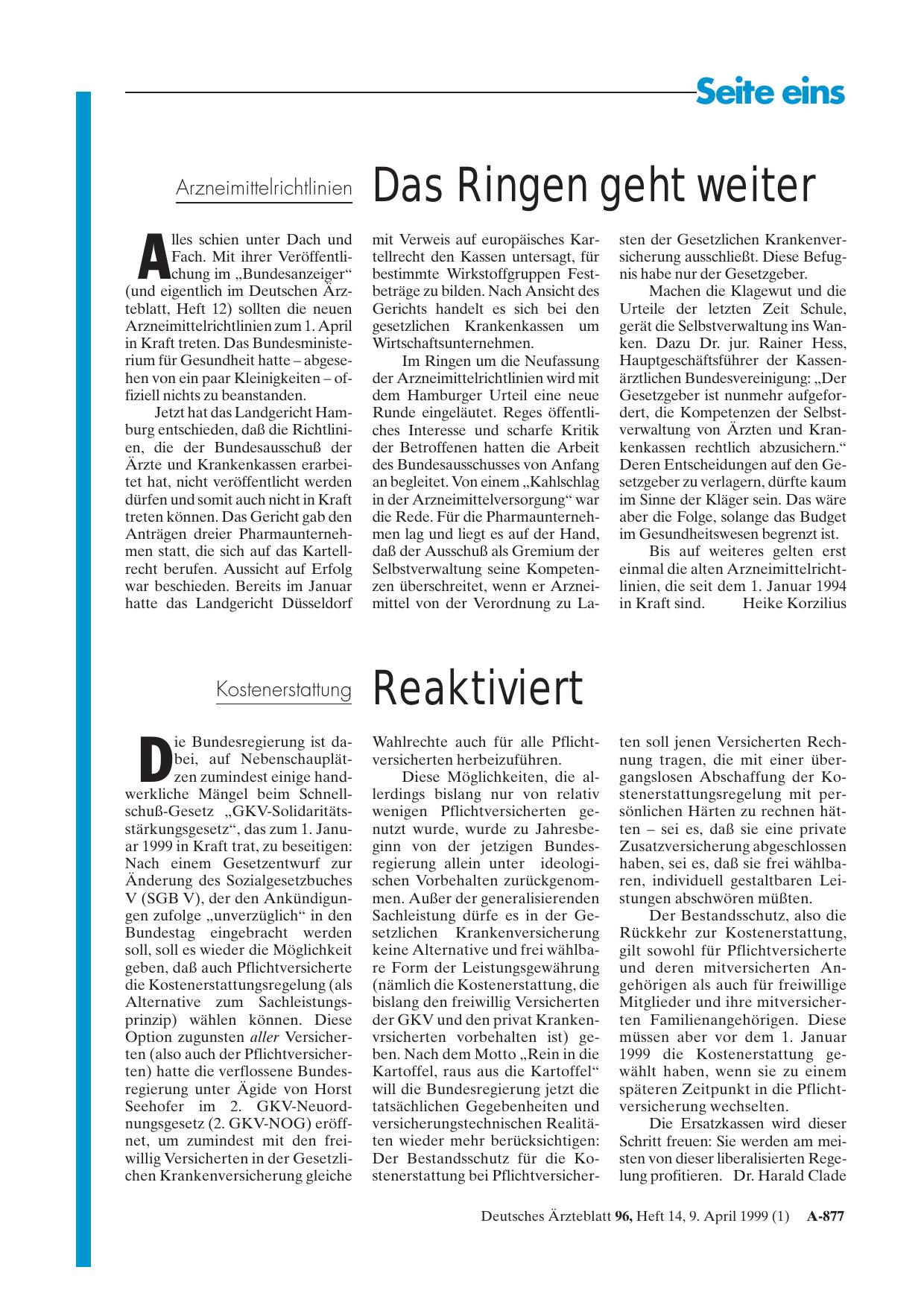 Vorschauseite 1: Arzneimittelrichtlinien: Das Ringen geht weiter