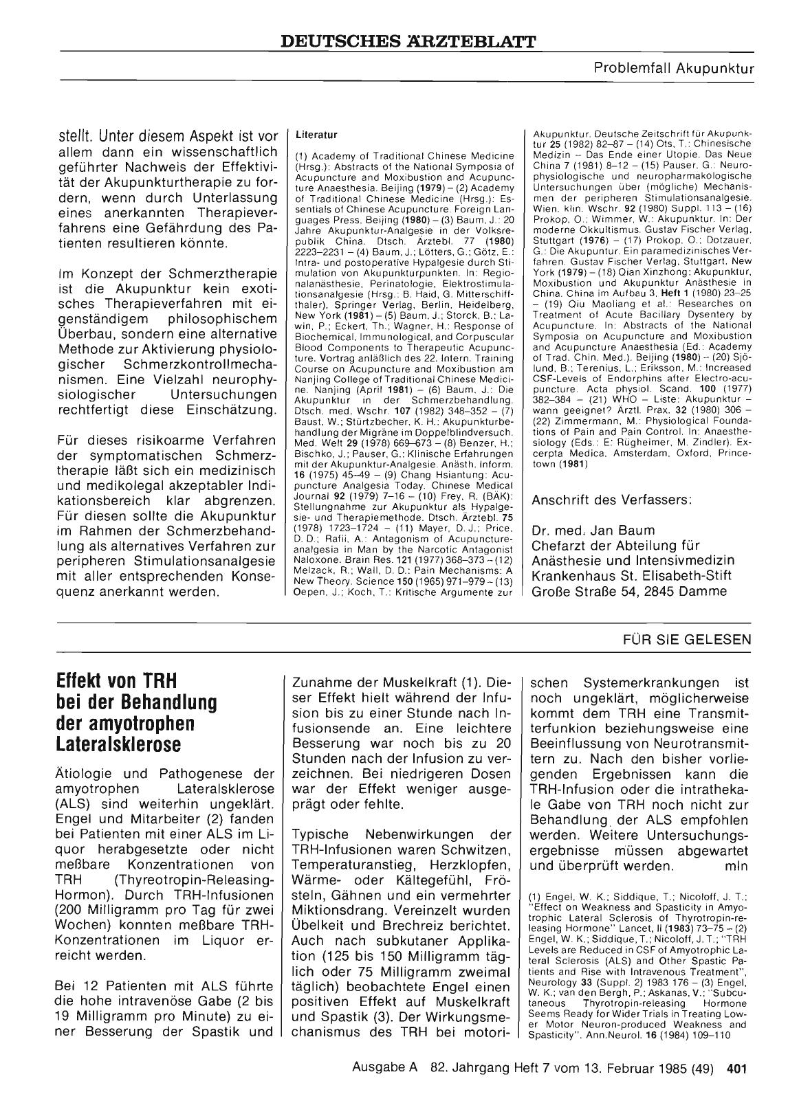 Vorschauseite 1: Effekt von TRH bei der Behandlung der amyotrophen Lateralsklerose
