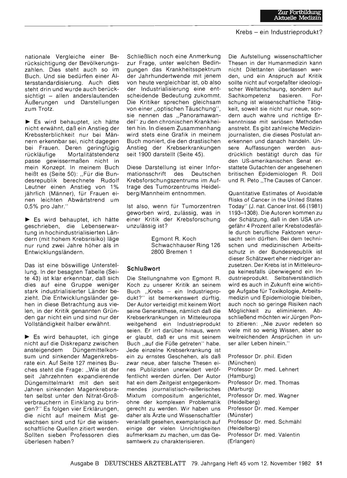 Vorschauseite 1: Krebs - ein Industrieprodukt? : Schlußwort