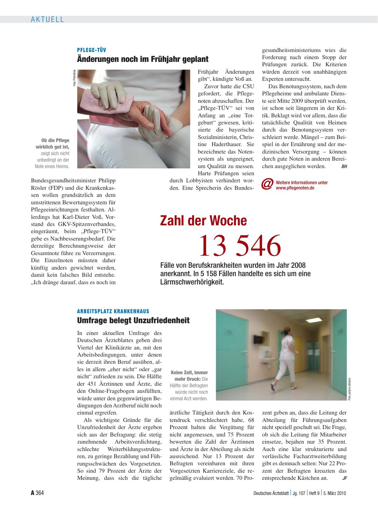 Vorschauseite 1: Arbeitsplatz Krankenhaus: Umfrage belegt Unzufriedenheit