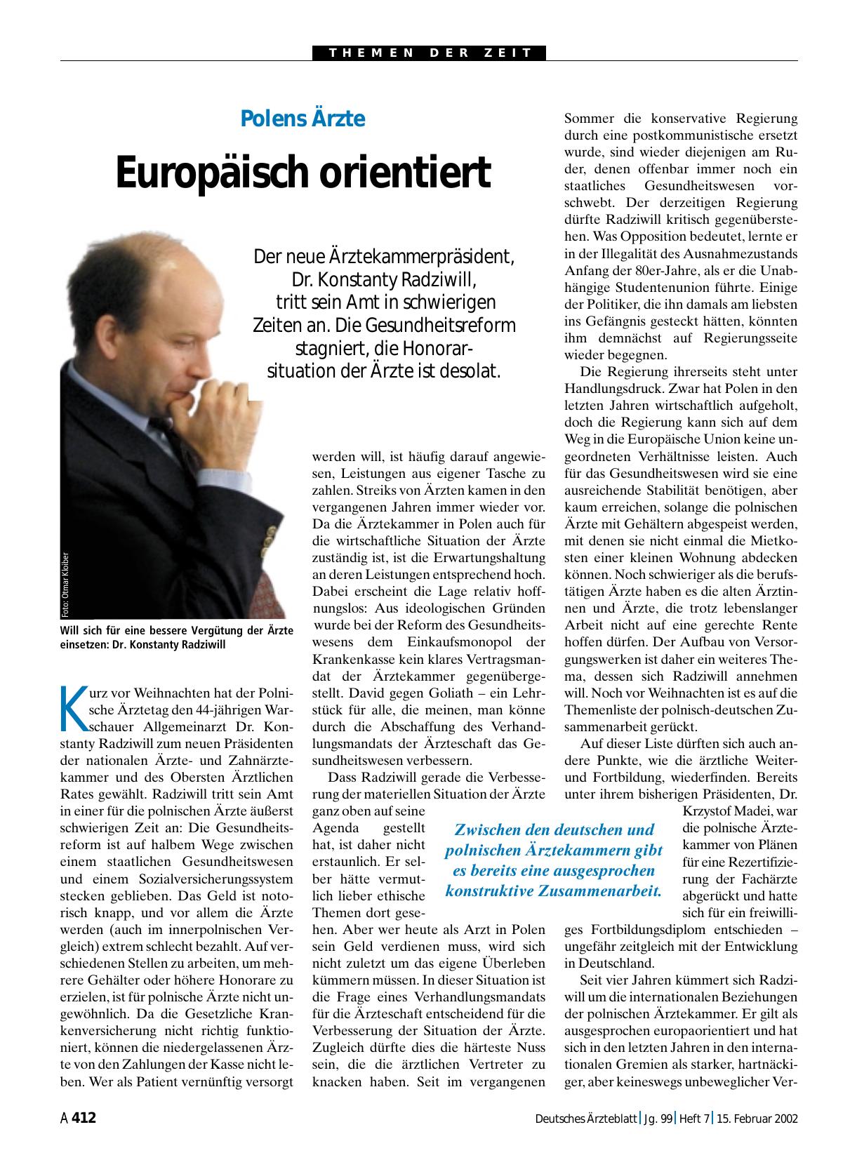 Vorschauseite 1: Polens Ärzte: Europäisch orientiert