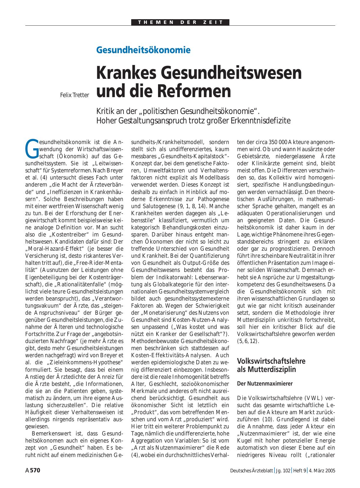 Vorschauseite 1: Gesundheitsökonomie: Krankes Gesundheitswesen und die Reformen