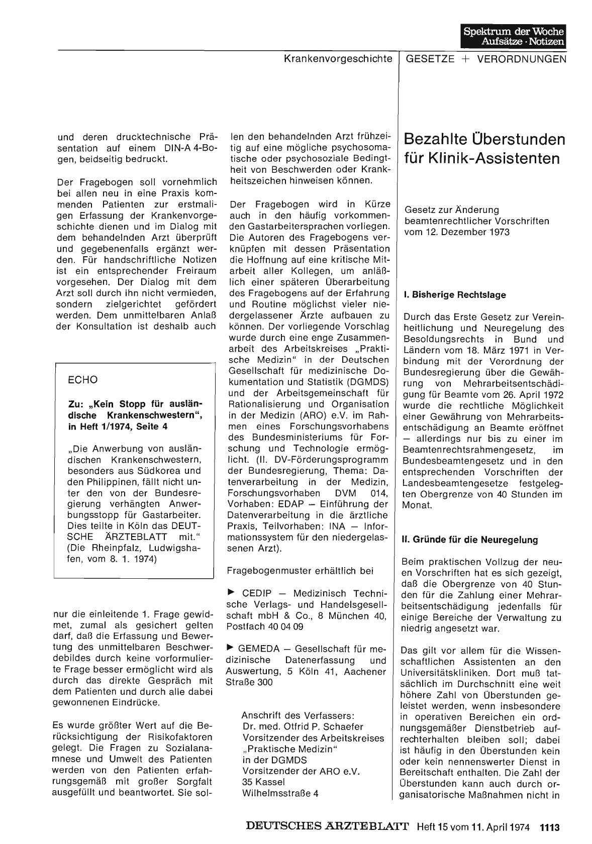 Vorschauseite 1: Bezahlte Überstunden für Klinik-Assistenten