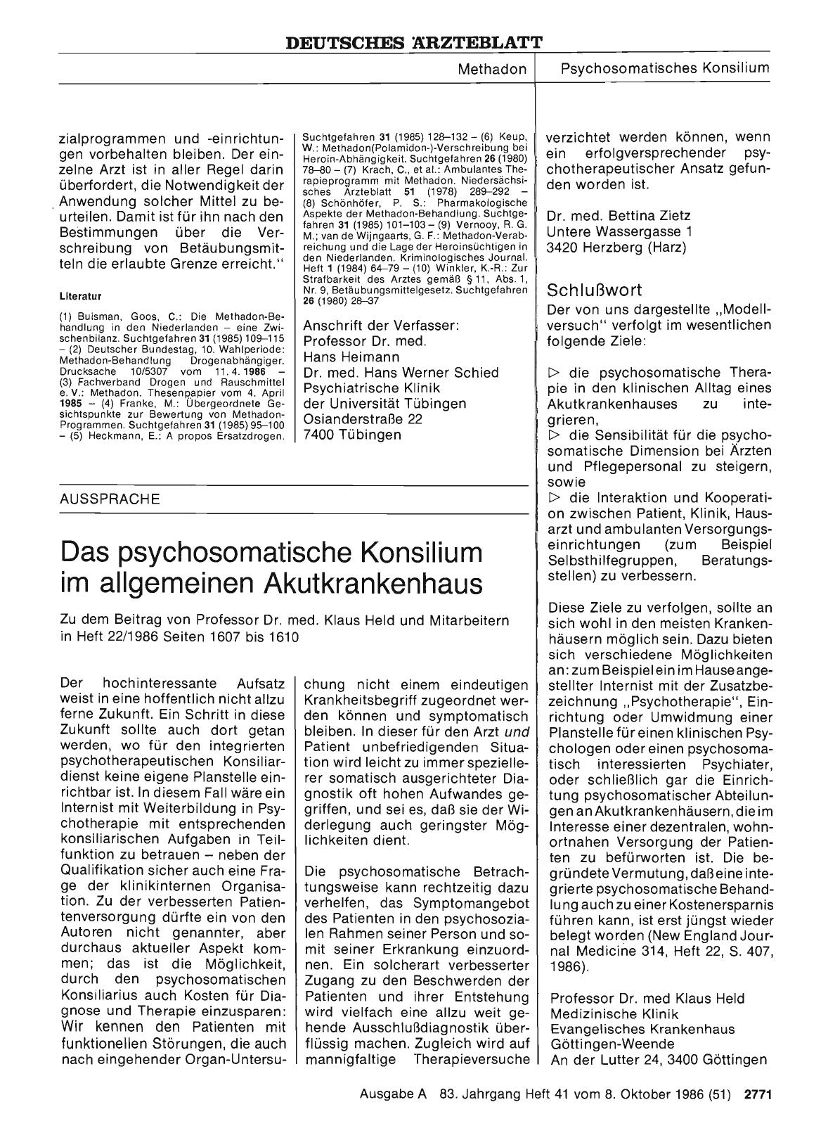 Vorschauseite 1: Das psychosomatische Konsilium im allgemeinen Akutkrankenhaus: Stellungnahme