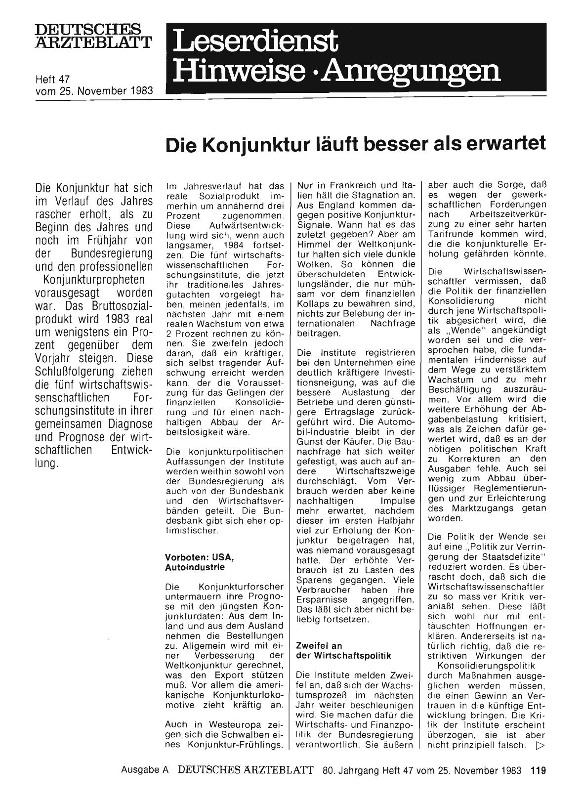 Vorschauseite 1: Die Konjunktur läuft besser als erwartet