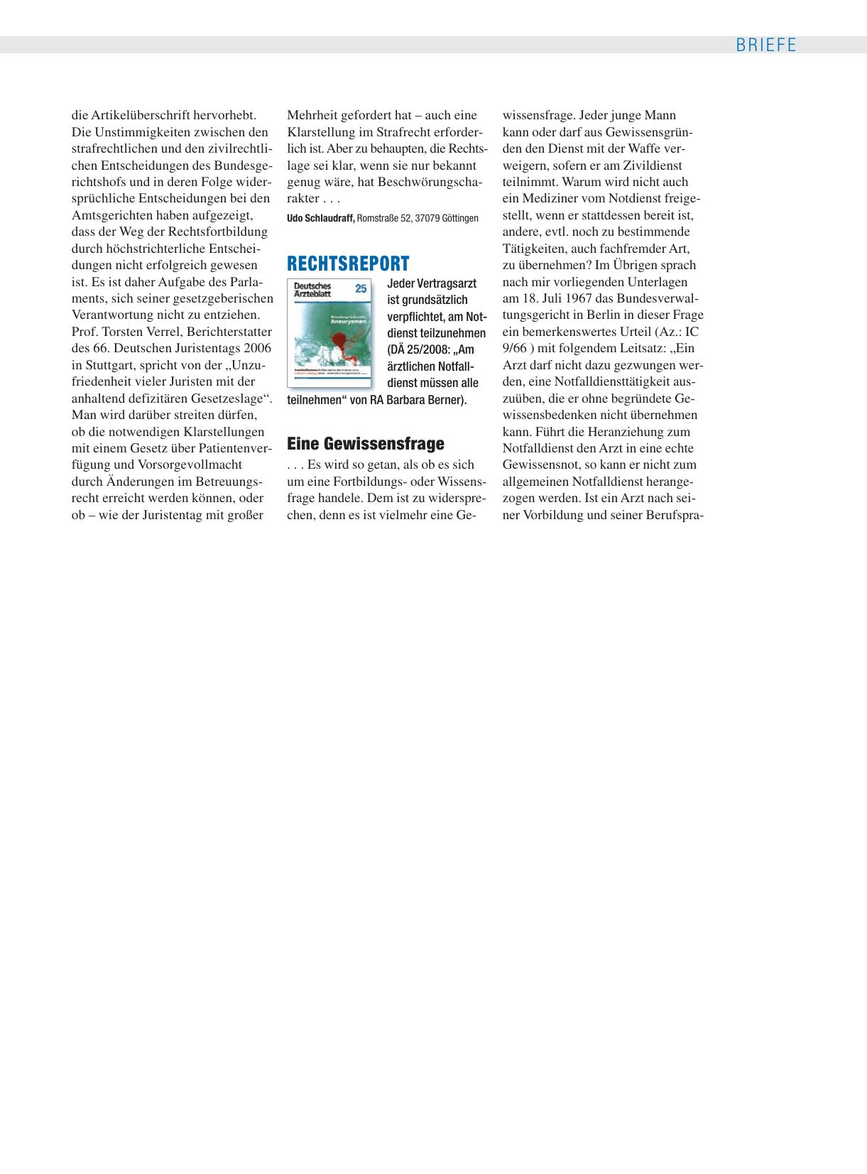 Vorschauseite 1: Rechtsreport: Eine Gewissensfrage