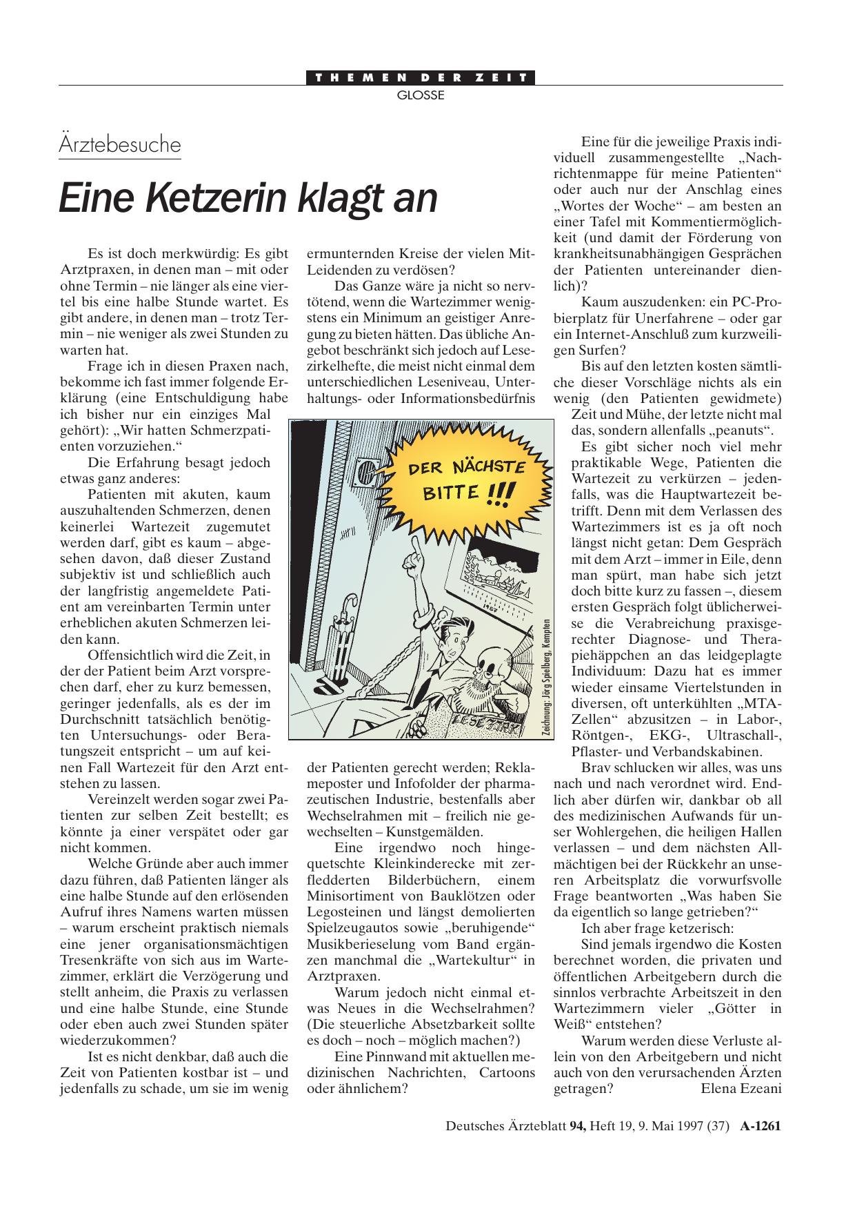 Vorschauseite 1: Ärztebesuche: Eine Ketzerin klagt an