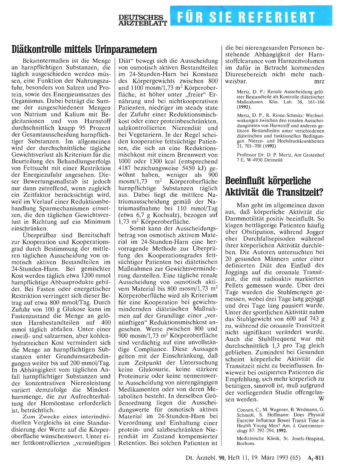 Vorschauseite 1: Diätkontrolle mittels Urinparametern