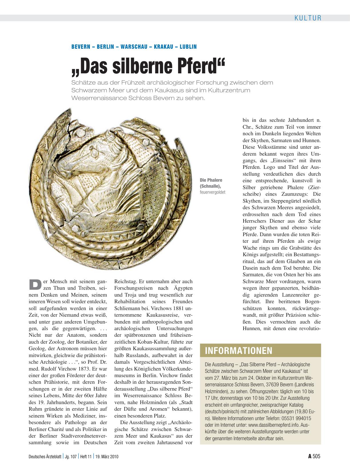 Vorschauseite 1: Bevern – Berlin – Warschau – Krakau – Lublin: „Das silberne Pferd“