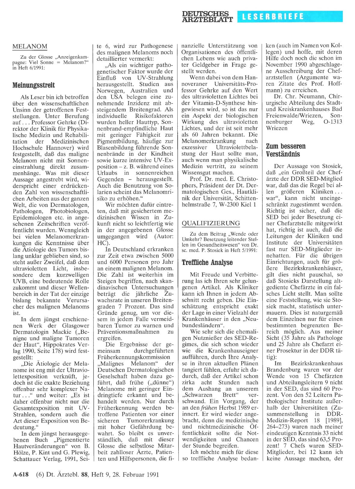 Vorschauseite 1: MELANOM: Meinungsstreit