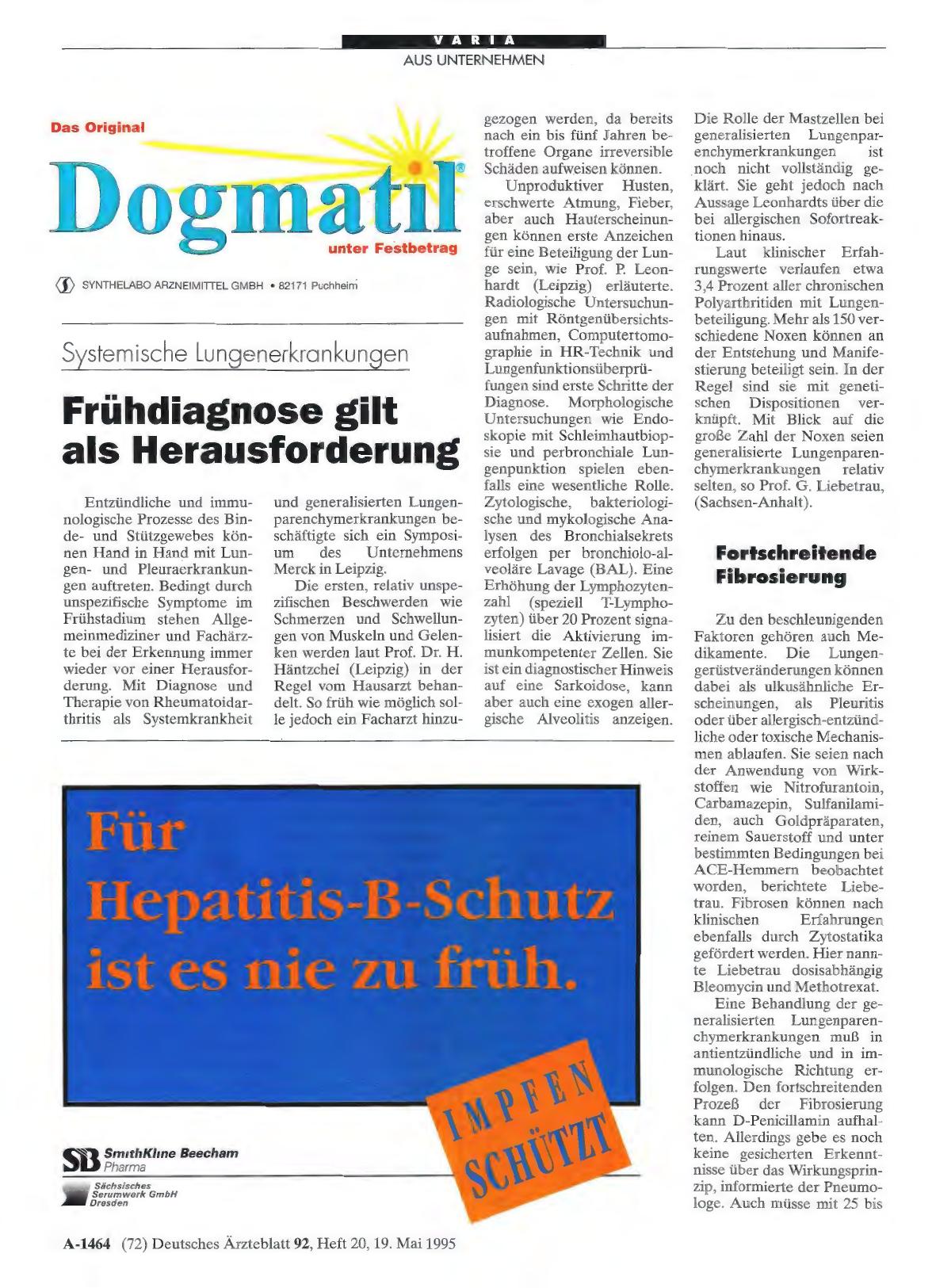 Vorschauseite 1: Systemische Lungenerkrankungen: Frühdiagnose gilt als Herausforderung