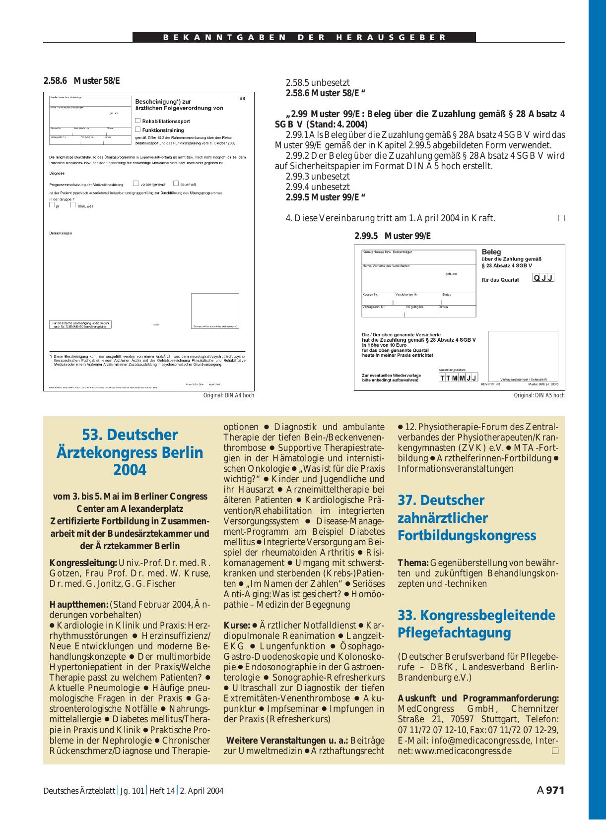 Vorschauseite 1: 53. Deutscher Ärztekongress Berlin 2004