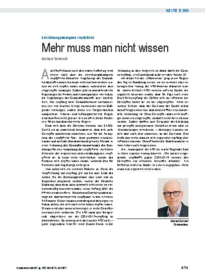 Vorschauseite 1: Einrichtungsbezogene Impfpflicht: Mehr muss man nicht wissen
