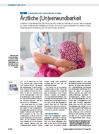 Vorschauseite 1: Denkanstöße einer krebserfahrenen Kollegin: Ärztliche (Un)verwundbarkeit
