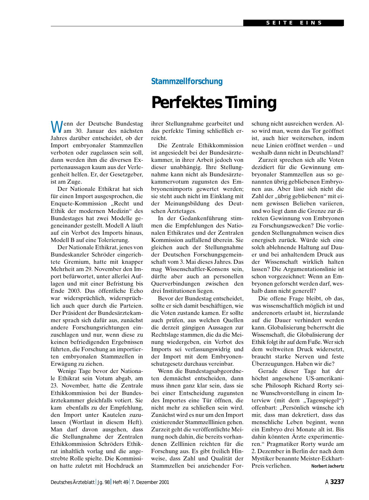 Vorschauseite 1: Stammzellforschung: Perfektes Timing