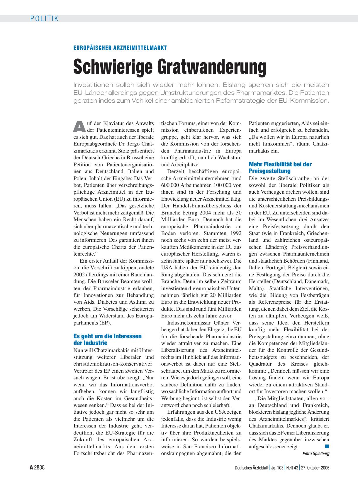 Vorschauseite 1: Europäischer Arzneimittelmarkt: Schwierige Gratwanderung