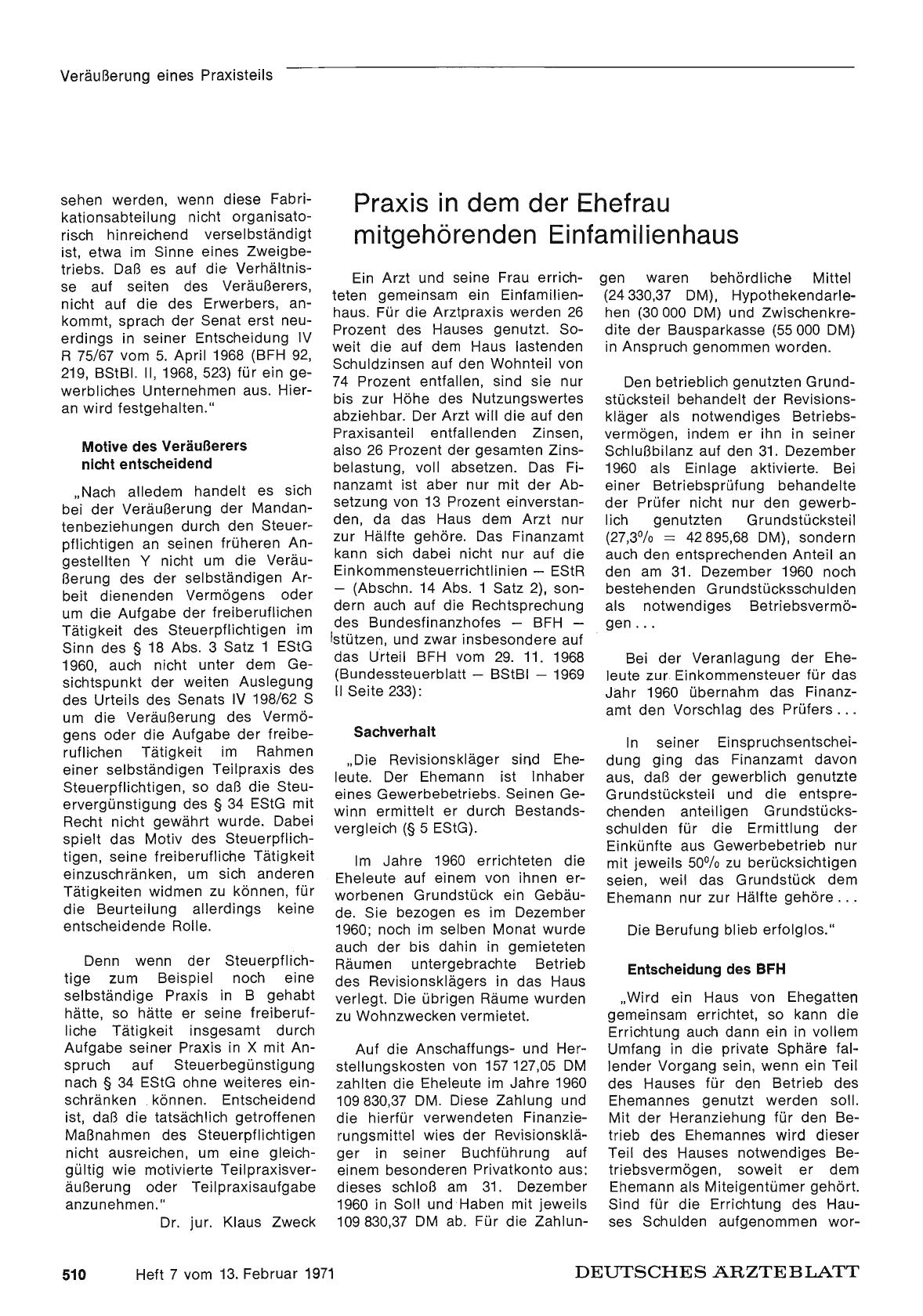 Vorschauseite 1: Praxis in dem der Ehefrau mitgehörenden Einfamilienhaus