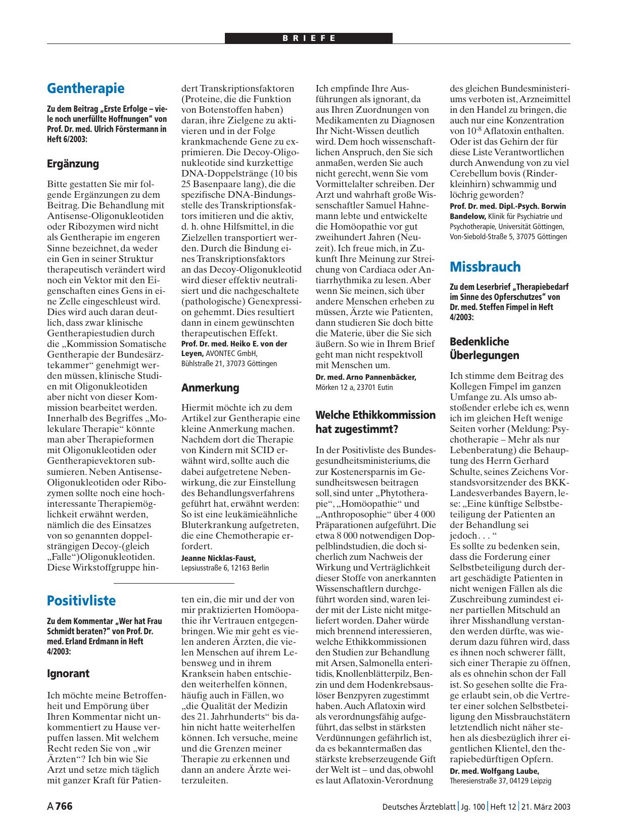 Vorschauseite 1: Gentherapie: Anmerkung
