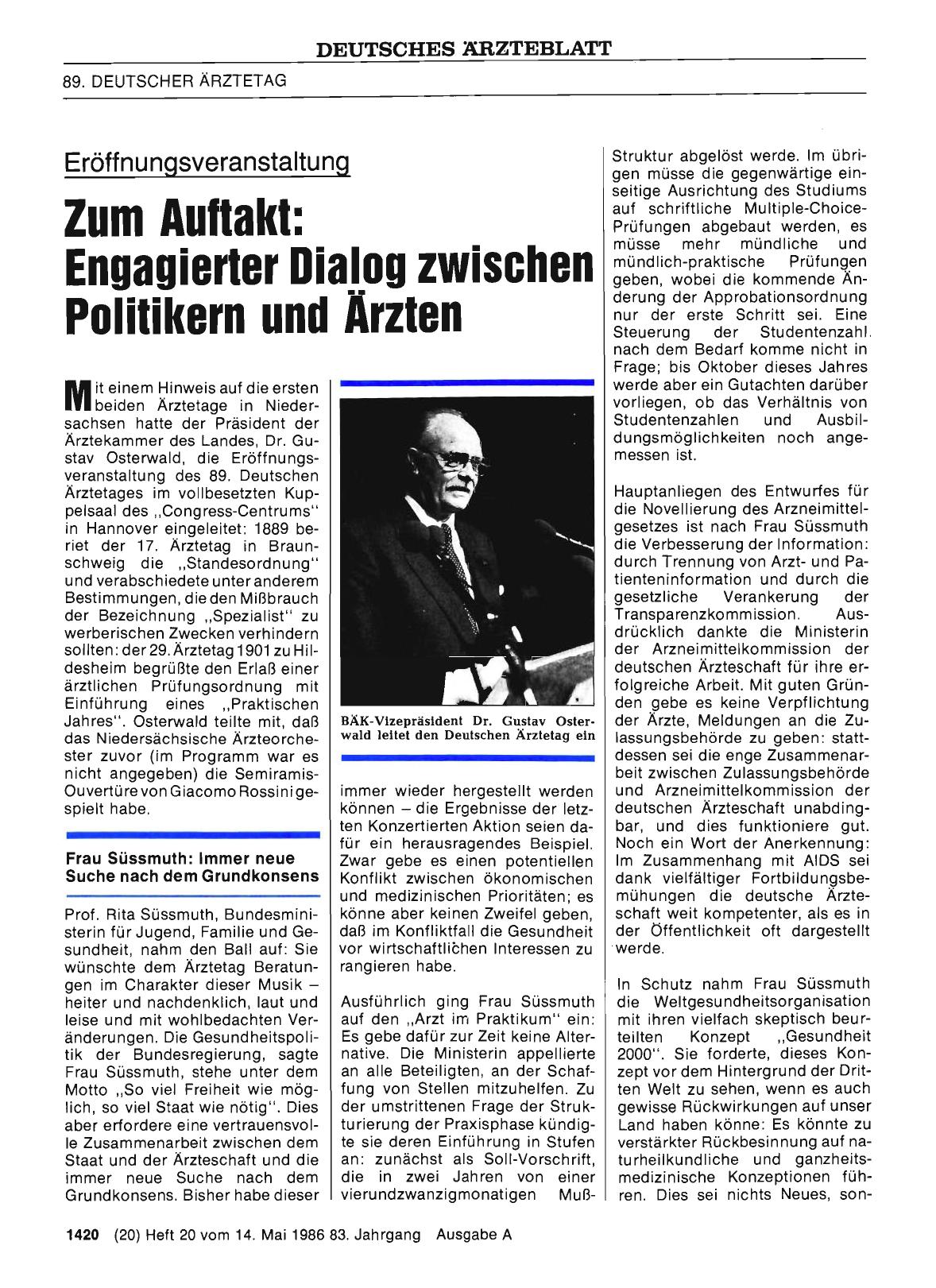Vorschauseite 1: Zum Auftakt: Engagierter Dialog zwischen Politikern und Ärzten