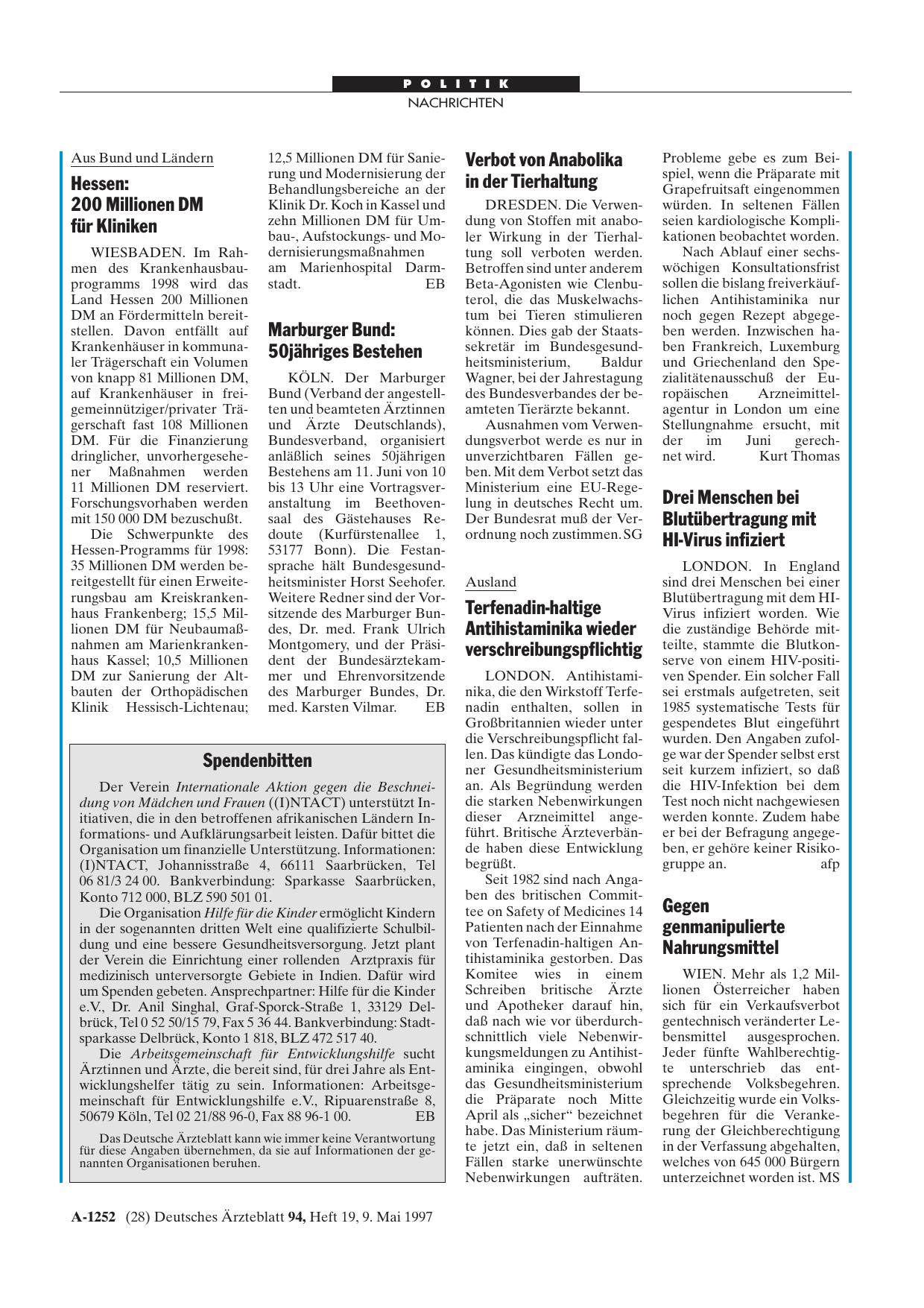 Vorschauseite 1: Marburger Bund: 50jähriges Bestehen