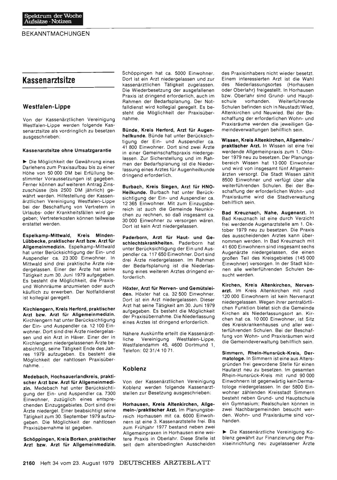 Vorschauseite 1: Kassenarztsitze