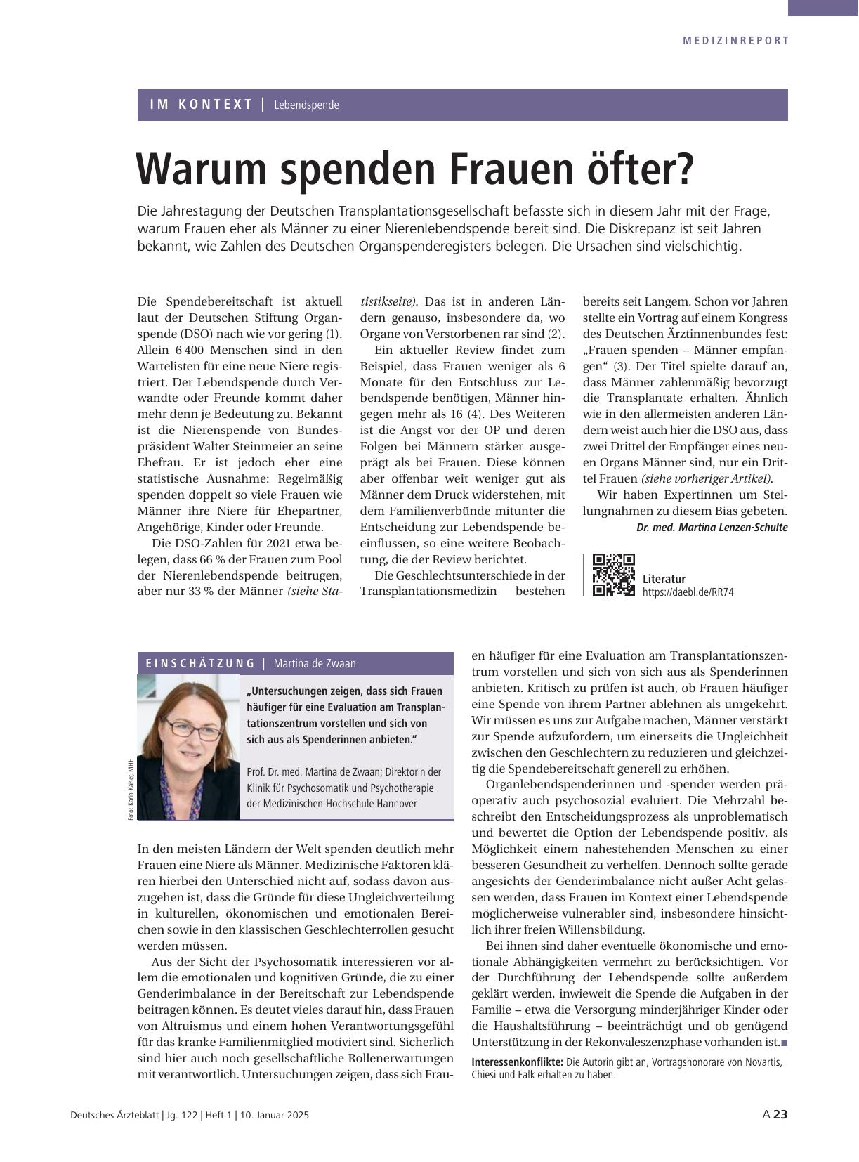 Vorschauseite 1: Lebendspende: Warum spenden Frauen öfter?
