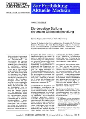 Vorschauseite 1: DIABETES-SERIE: Die derzeitige Stellung der oralen Diabetesbehandlung