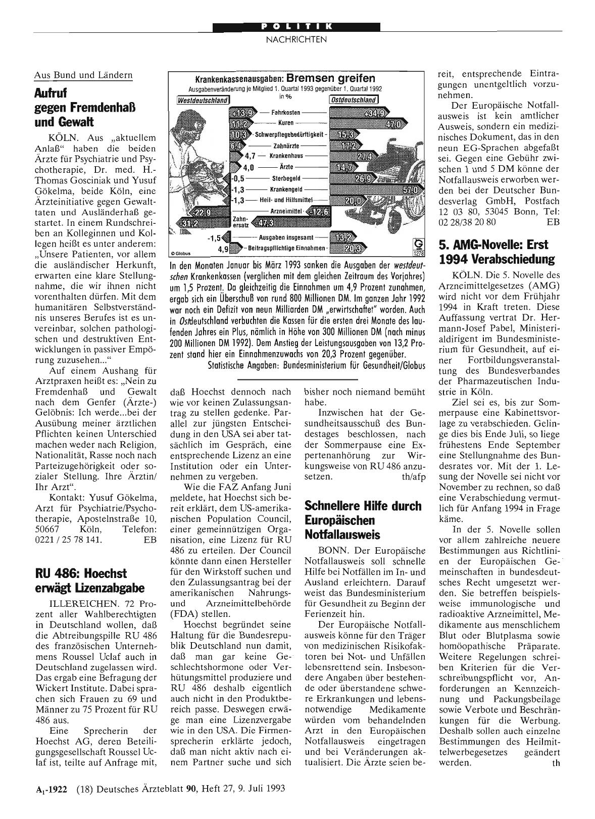 Vorschauseite 1: Aufruf gegen Fremdenhaß und Gewalt