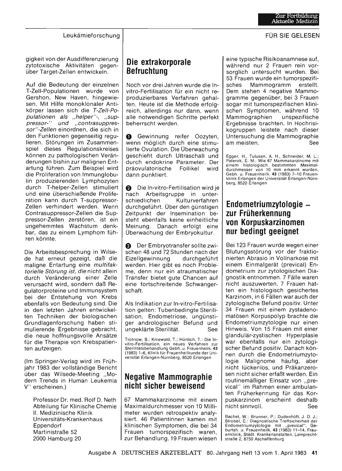 Vorschauseite 1: Negative Mammographie nicht sicher beweisend