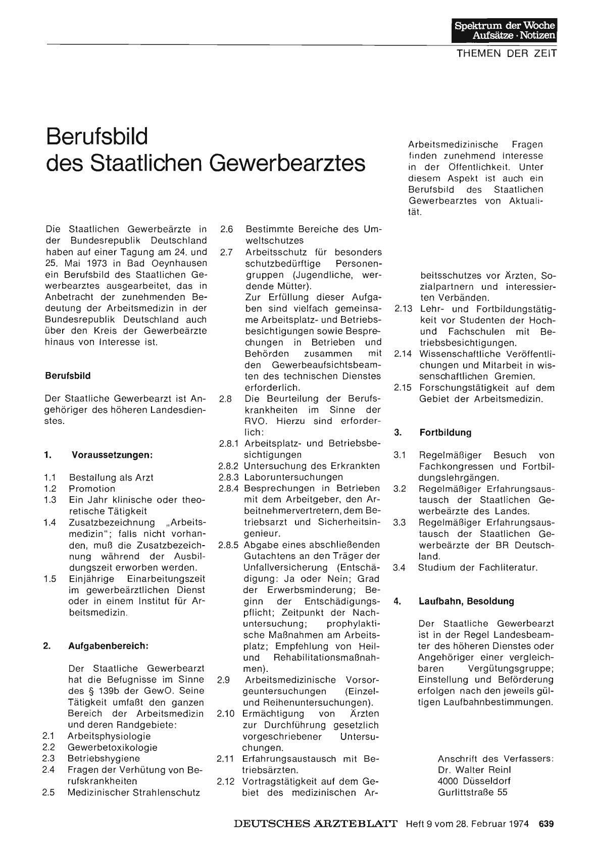 Vorschauseite 1: Berufsbild des Staatlichen Gewerbearztes
