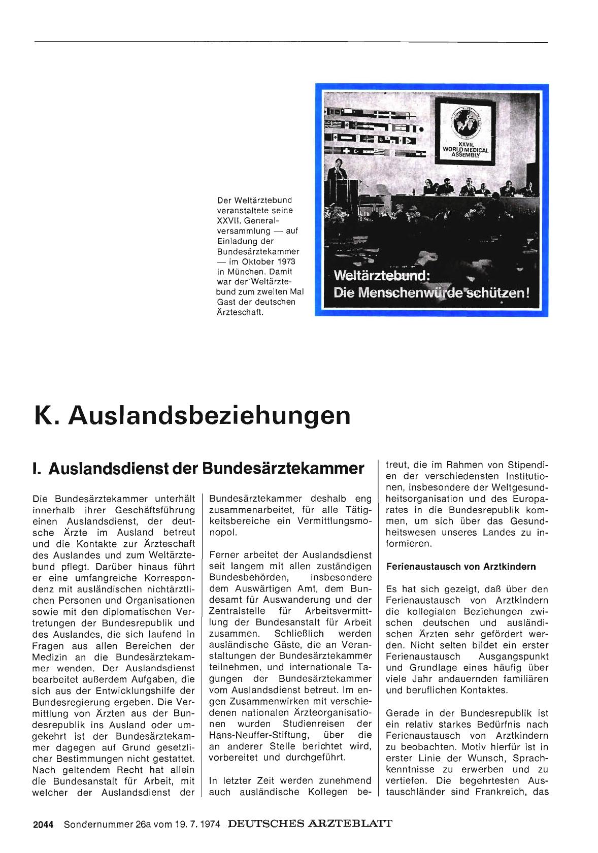 Vorschauseite 1: K. Auslandsbeziehungen: I. Auslandsdienst der Bundesärztekammer