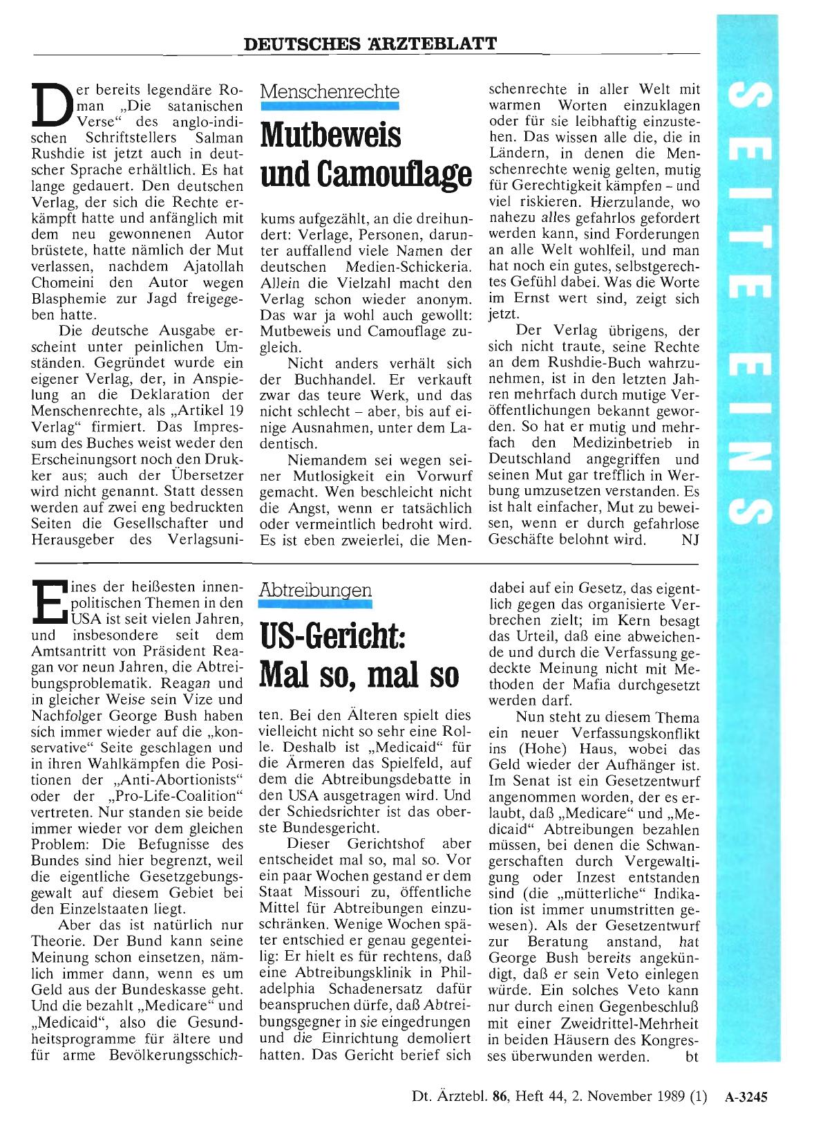Vorschauseite 1: Abtreibungen – US-Gericht: Mal so, mal so