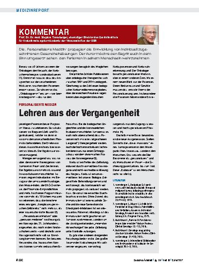 Vorschauseite 1: Personalisierte Medizin: Lehren aus der Vergangenheit