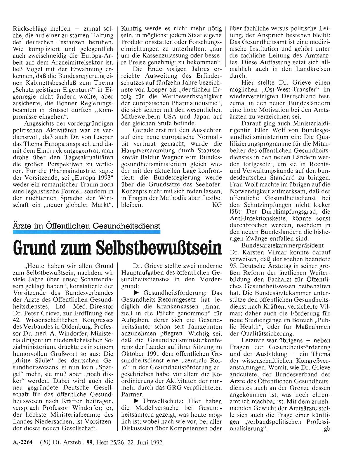 Vorschauseite 1: Ärzte im Öffentlichen Gesundheitsdienst: Grund zum Selbstbewußtsein