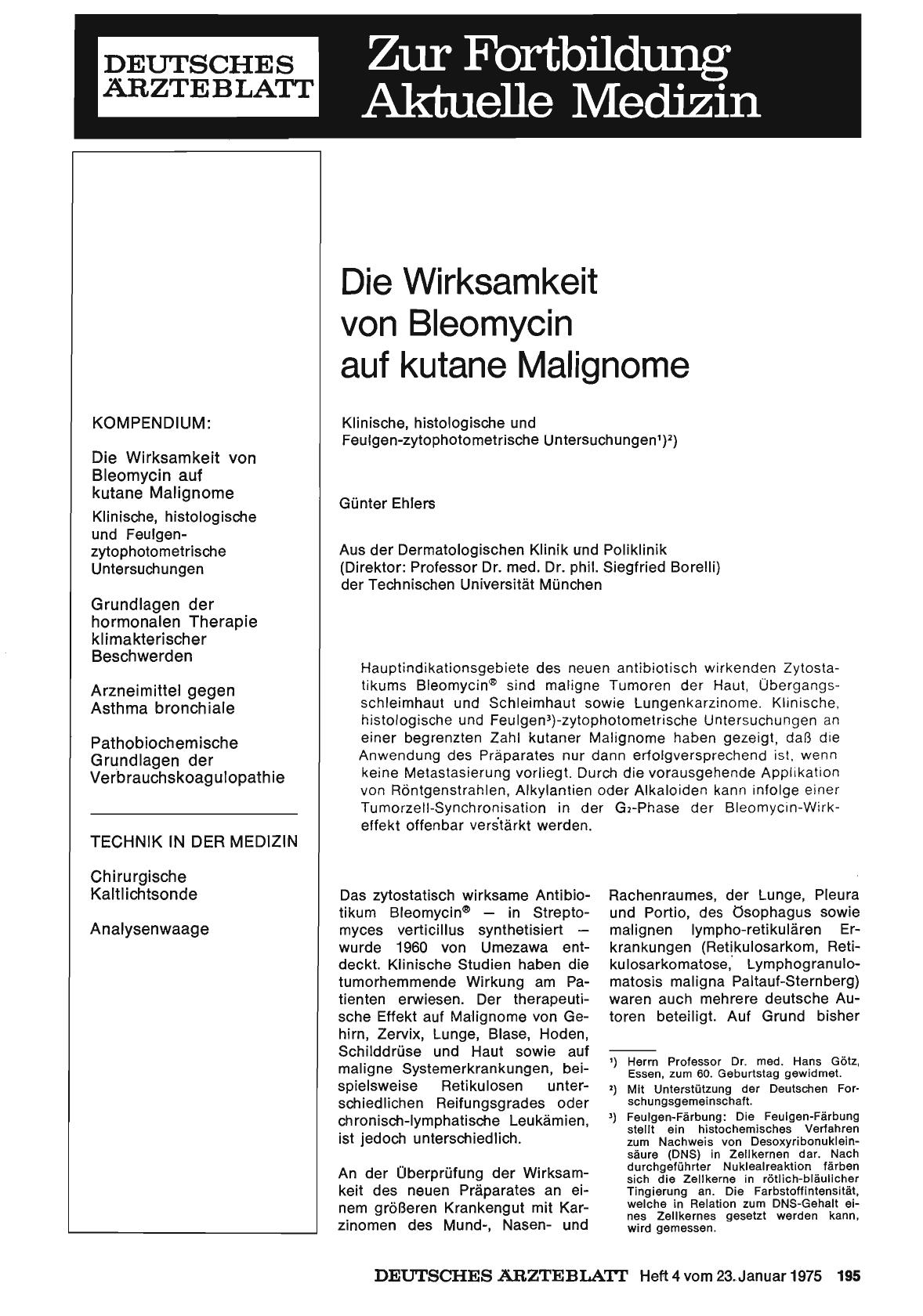 Vorschauseite 1: Die Wirksamkeit von Bleomycin auf kutane Malignome