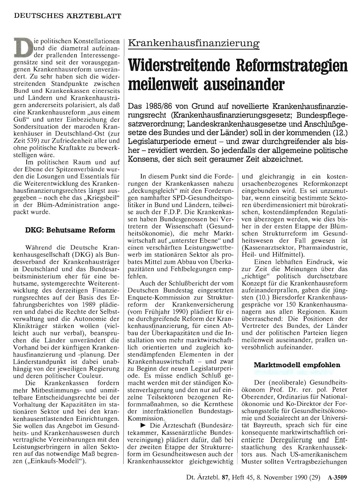Vorschauseite 1: Krankenhausfinanzierung: Widerstreitende Reformstrategien meilenweit auseinander