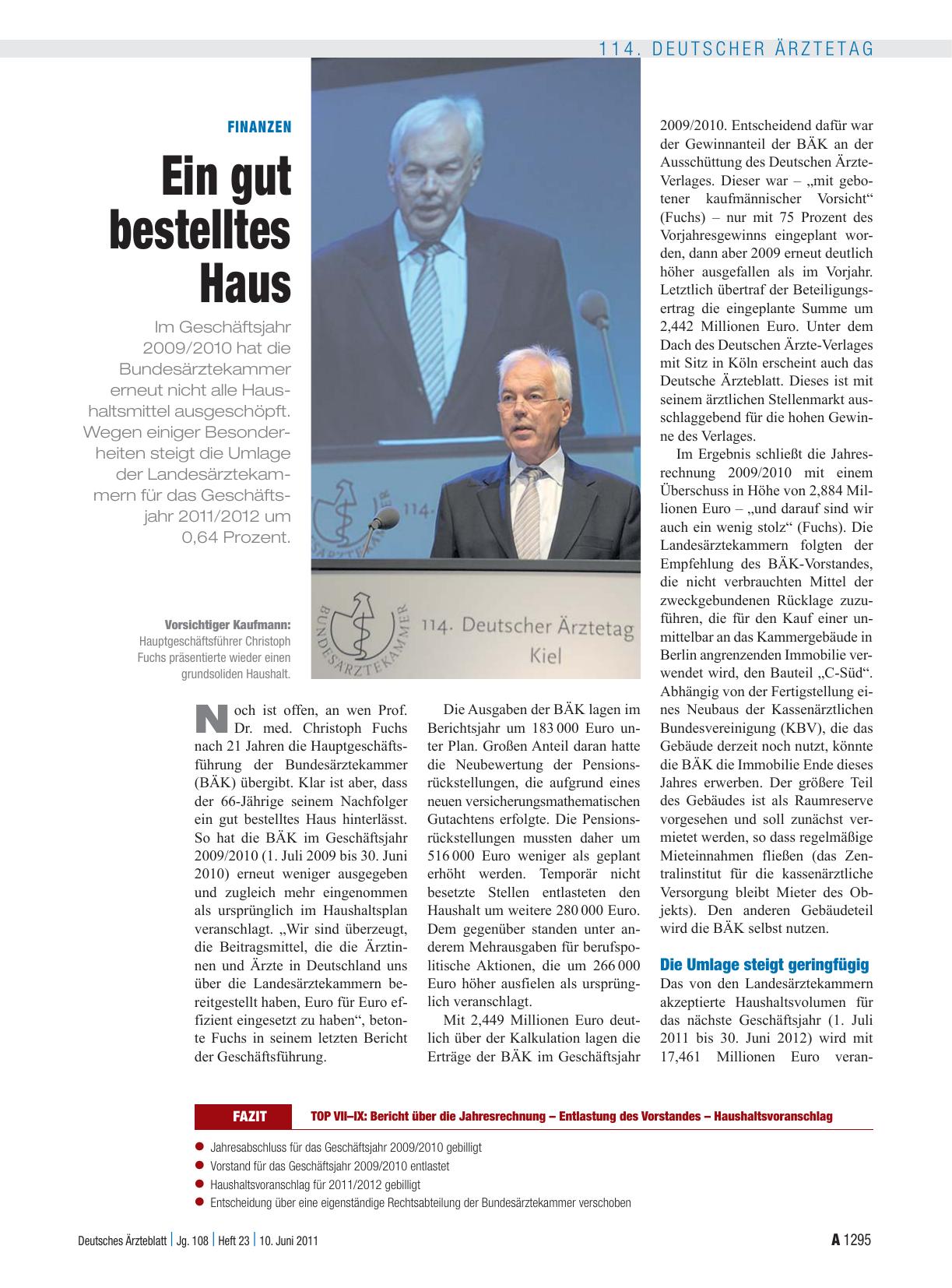 Vorschauseite 1: Finanzen: Ein gut bestelltes Haus
