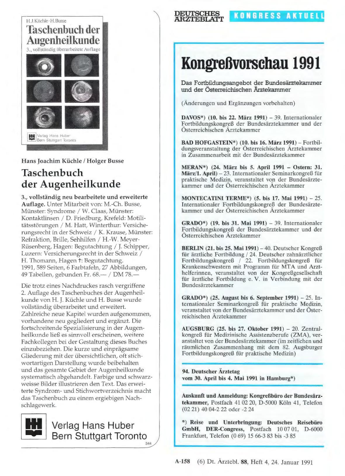 Vorschauseite 1: Kongreßvorschau 1991