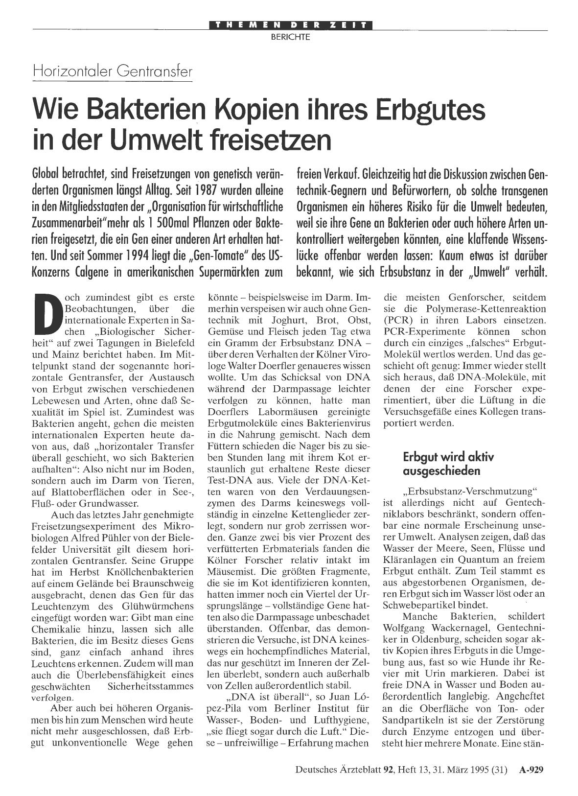 Vorschauseite 1: Horizontaler Gentransfer: Wie Bakterien Kopien ihres Erbgutes in der Umwelt freisetzen