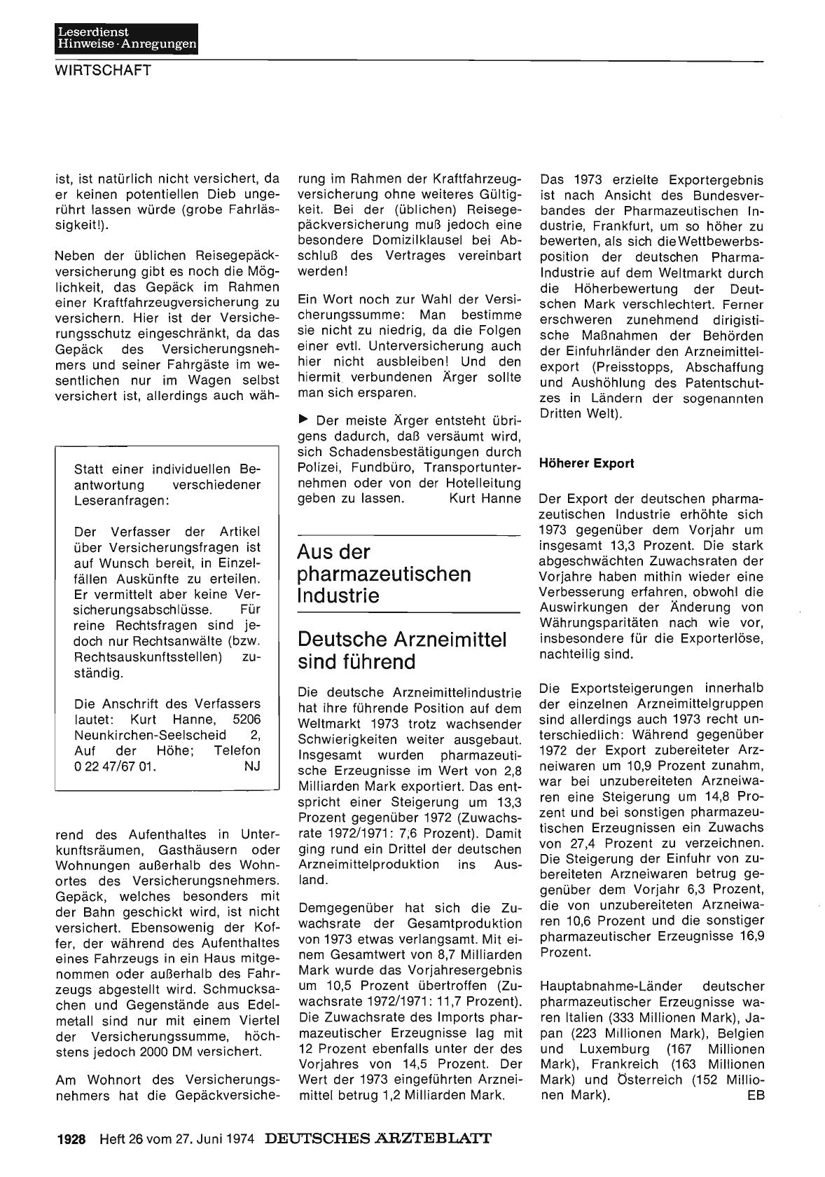 Vorschauseite 1: Aus der pharmazeutischen Industrie