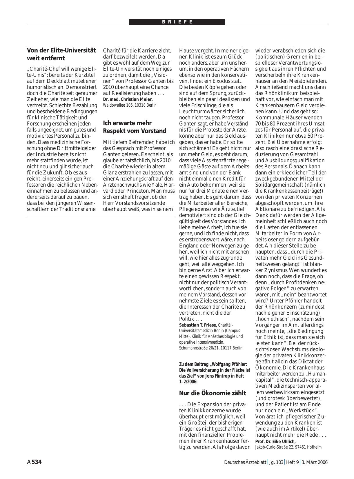 Vorschauseite 1: Die Gespräche: Von der Elite-Universität weit entfernt