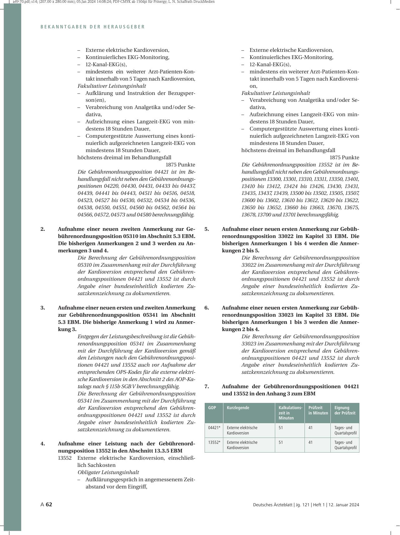 Vorschauseite 2: Beschluss des Bewertungsausschusses nach § 87 Abs. 1 Satz 1 SGB V in seiner 693. Sitzung am 6. Dezember 2023 Teil A zur Änderung des Einheitlichen Bewertungsmaßstabes (EBM) mit Wi…