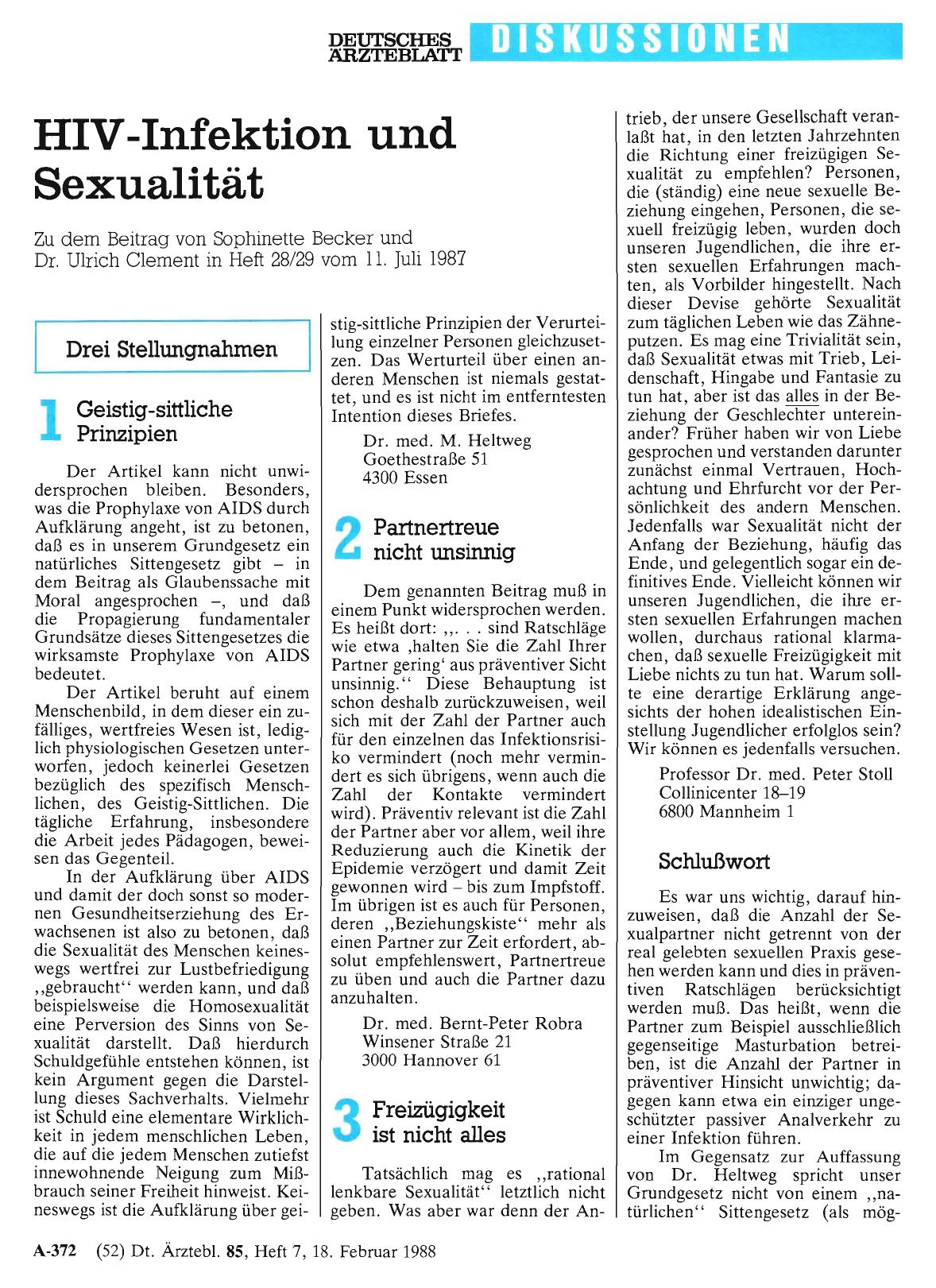 Vorschauseite 1: HIV-Infektion und Sexualität: Schlußwort
