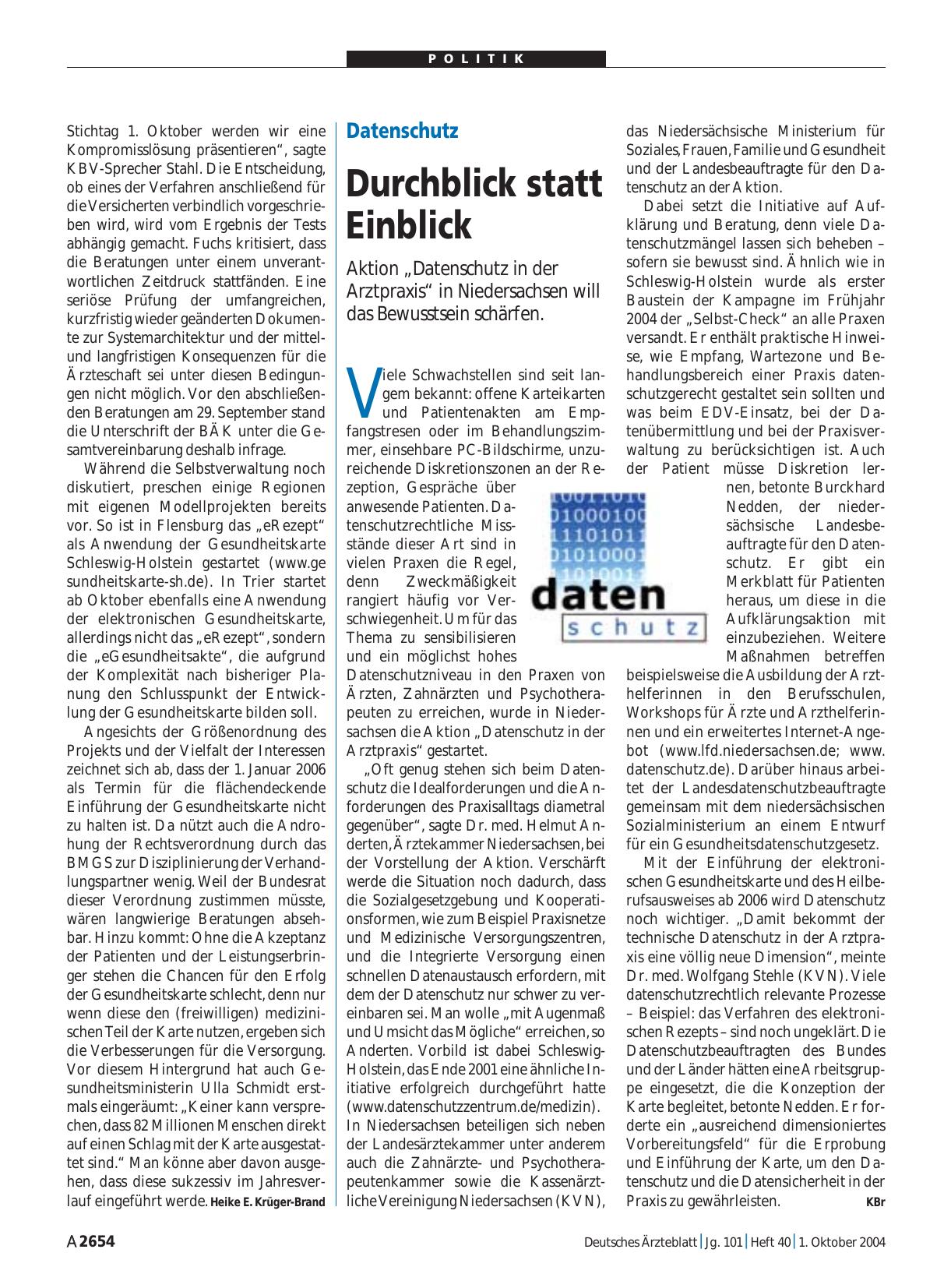 Vorschauseite 1: Datenschutz: Durchblick statt Einblick
