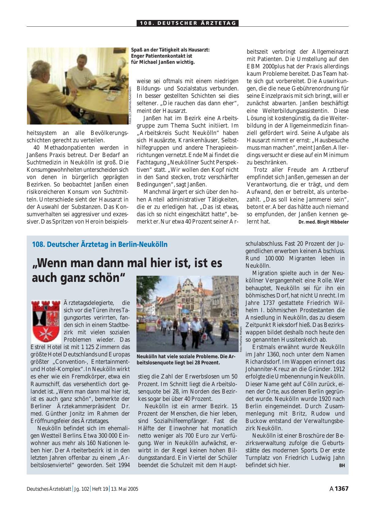 Vorschauseite 1: 108. Deutscher Ärztetag in Berlin-Neukölln: „Wenn man dann mal hier ist, ist es auch ganz schön“