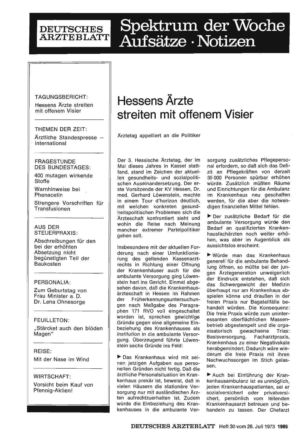 Vorschauseite 1: Hessens Ärzte streiten mit offenem Visier