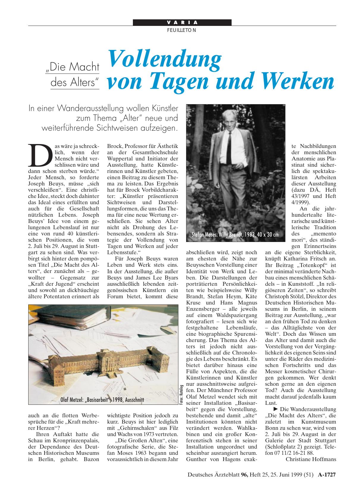 Vorschauseite 1: „Die Macht des Alters„: Vollendung von Tagen und Werken