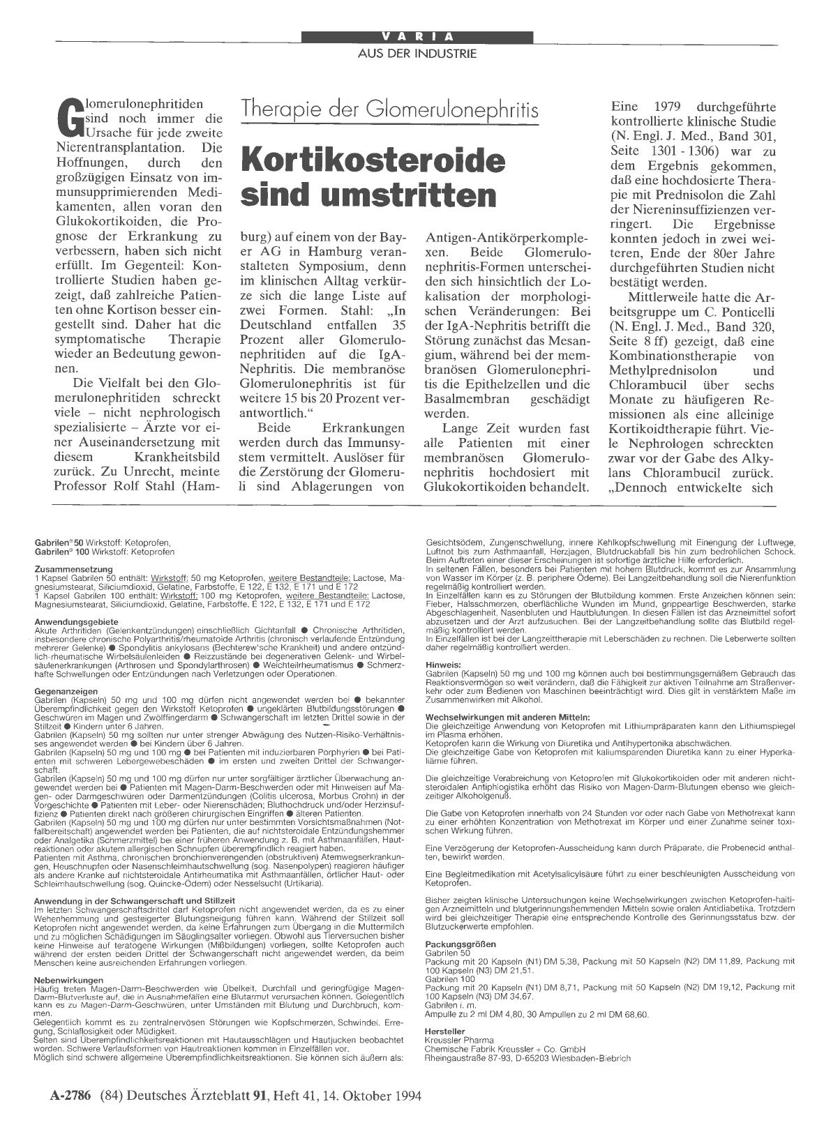 Vorschauseite 1: Therapie der Glomerulonephritis: Kortikosteroide sind umstritten
