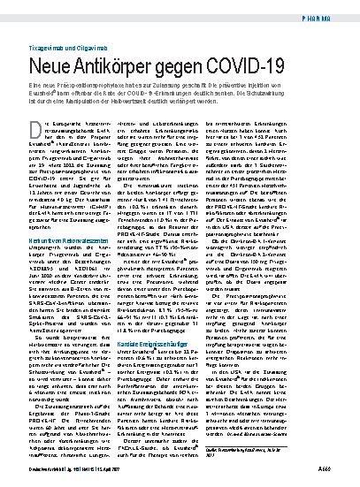 Vorschauseite 1: Tixagevimab und Cilgavimab: Neue Antikörper gegen COVID-19